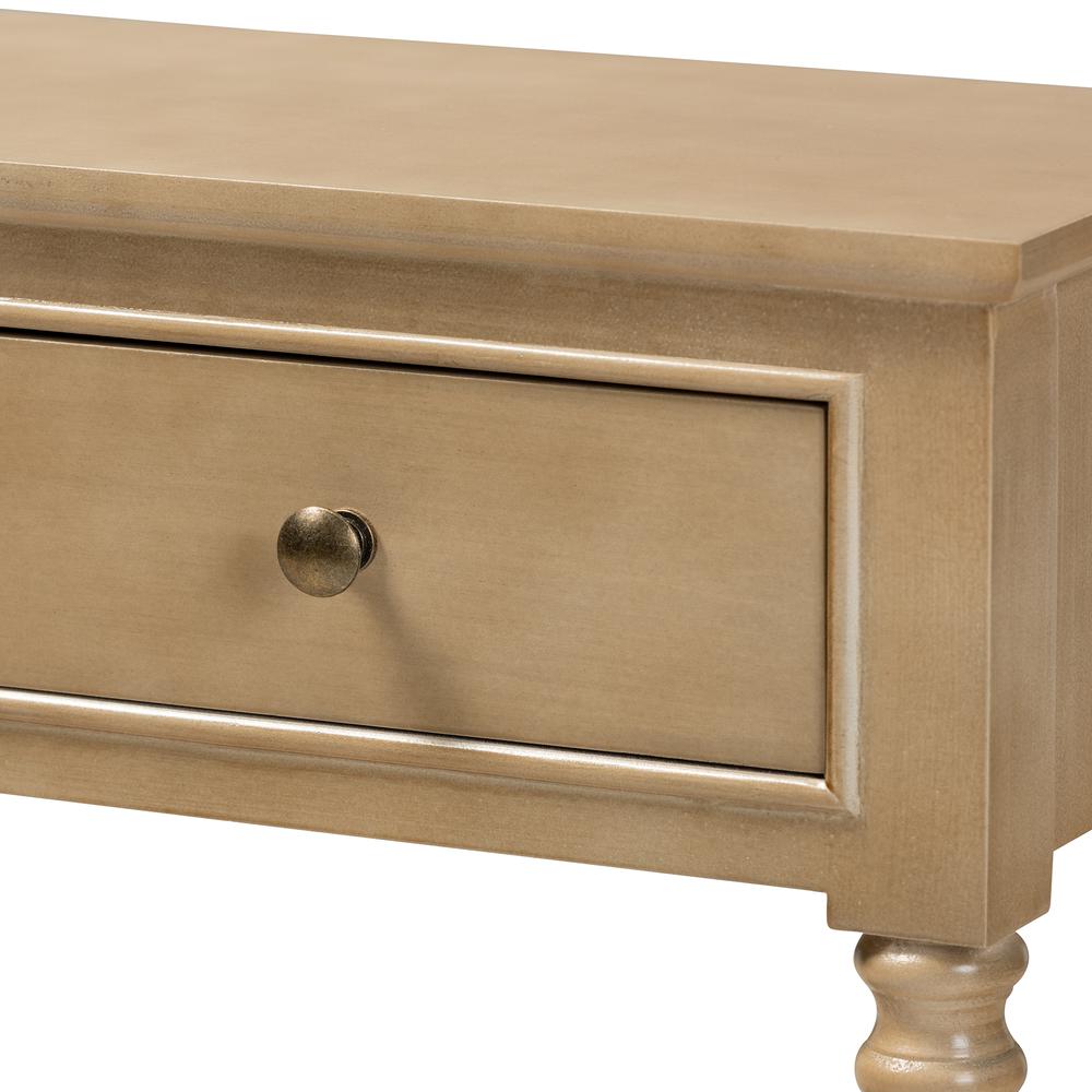 Farmhouse Oak Brown Finished Wood 3-Drawer Entryway Console Table. Picture 14