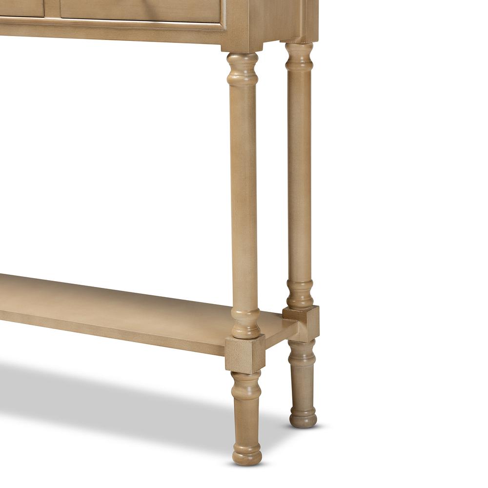 Farmhouse Oak Brown Finished Wood 3-Drawer Entryway Console Table. Picture 15