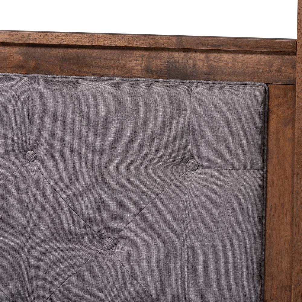 Walnut Brown Finished Wood Queen Size Platform Canopy Bed. Picture 13