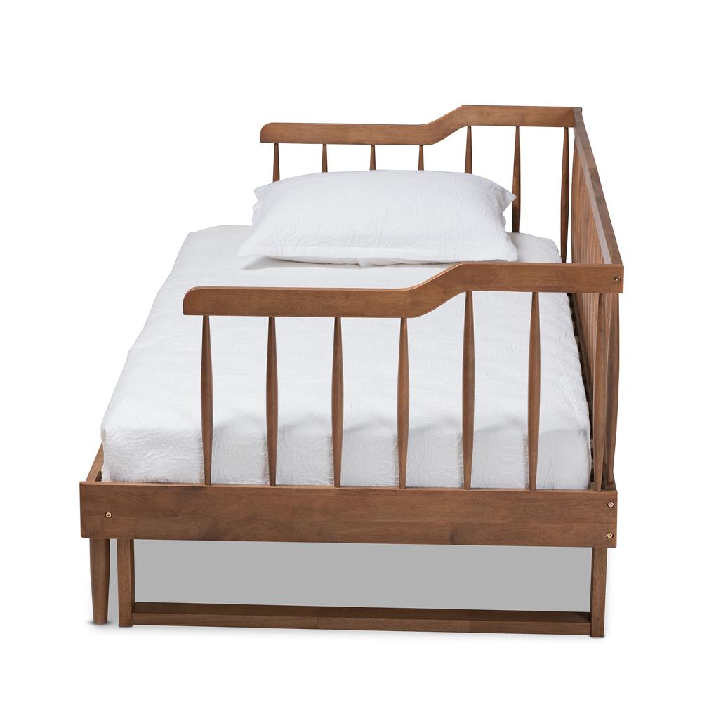 Walnut Brown Finished Wood Expandable Twin Size to King Size Spindle Daybed. Picture 15
