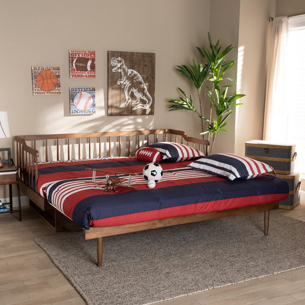 Walnut Brown Finished Wood Expandable Twin Size to King Size Spindle Daybed. Picture 20