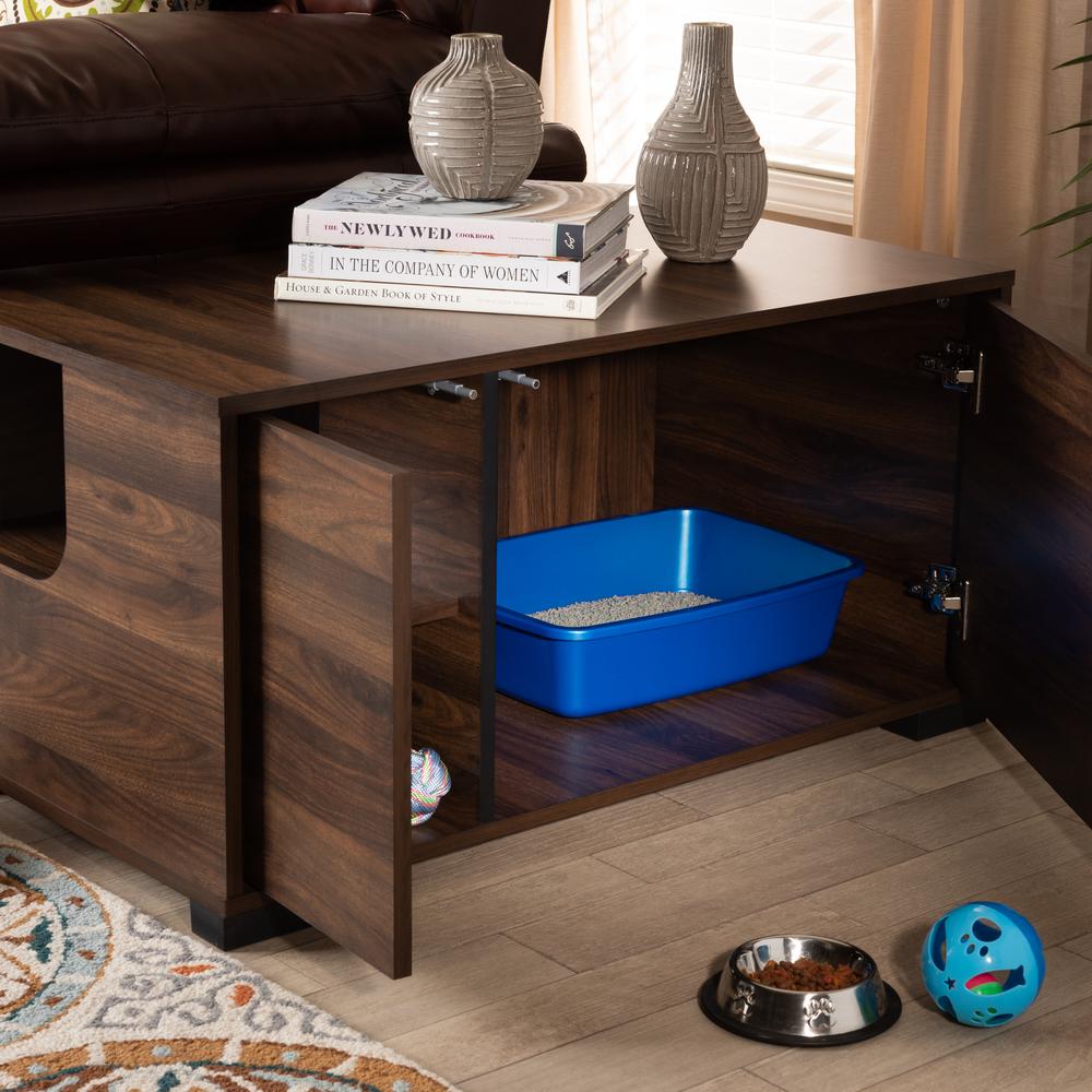 Walnut Brown Finished 2-Door Cat Litter Box Cover House. Picture 16