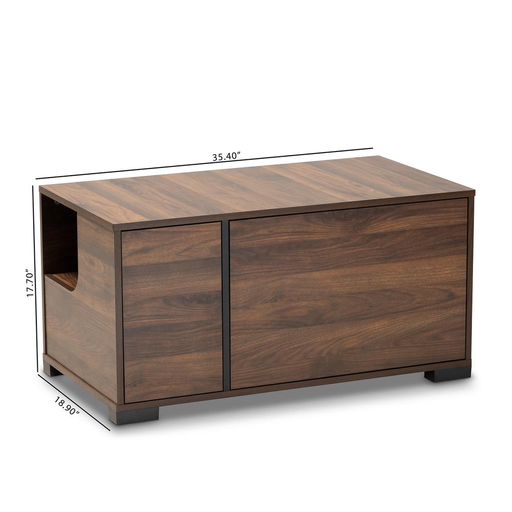 Walnut Brown Finished 2-Door Cat Litter Box Cover House. Picture 18