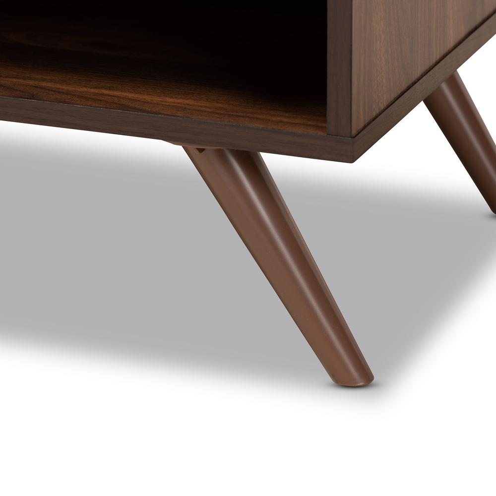 Two-Tone Grey and Walnut Finished Wood 1-Drawer Nightstand. Picture 15