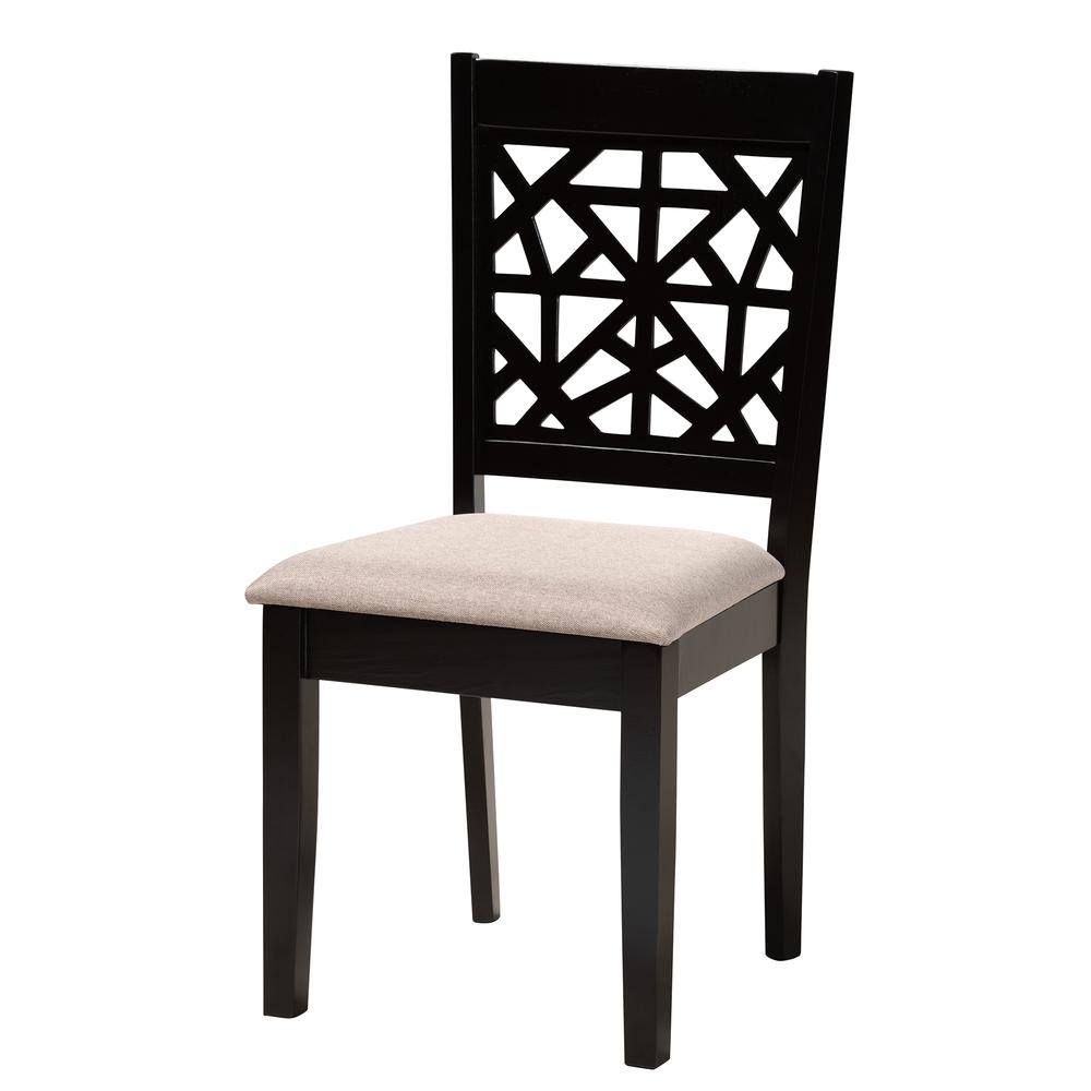 Karel Modern Beige Fabric and Espresso Brown Finished Wood 5-Piece Dining Set. Picture 12