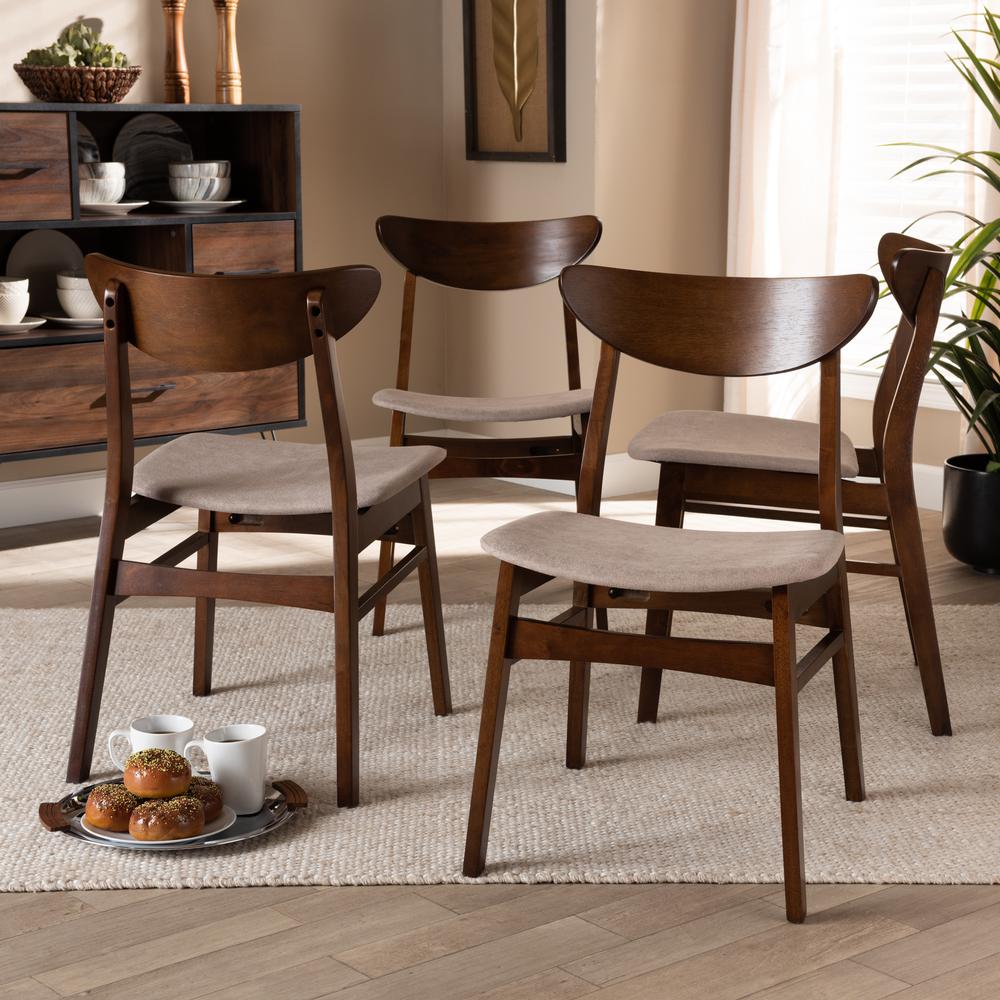 Walnut Brown Finished Wood 4-Piece Dining Chair Set. Picture 10