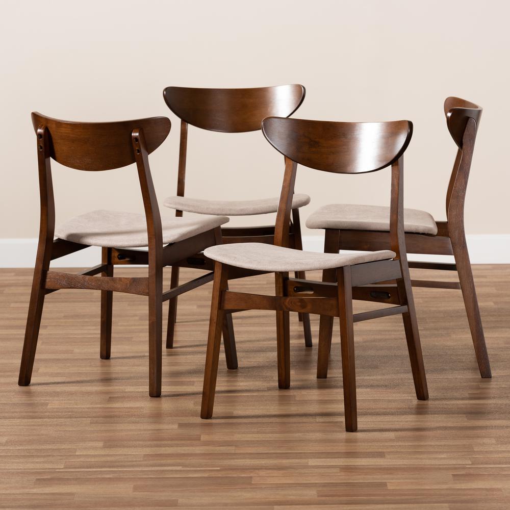 Walnut Brown Finished Wood 4-Piece Dining Chair Set. Picture 11