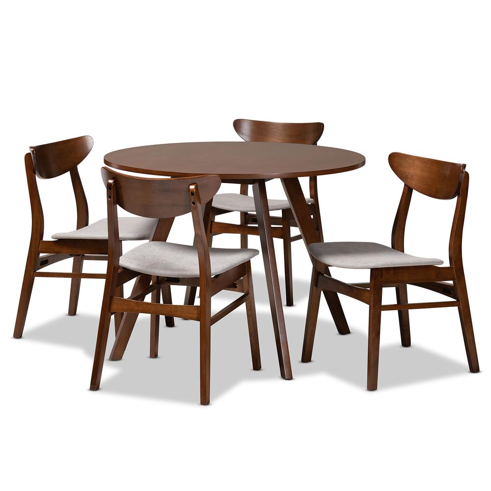 Walnut Brown Finished Wood 5-Piece Dining Set. Picture 9