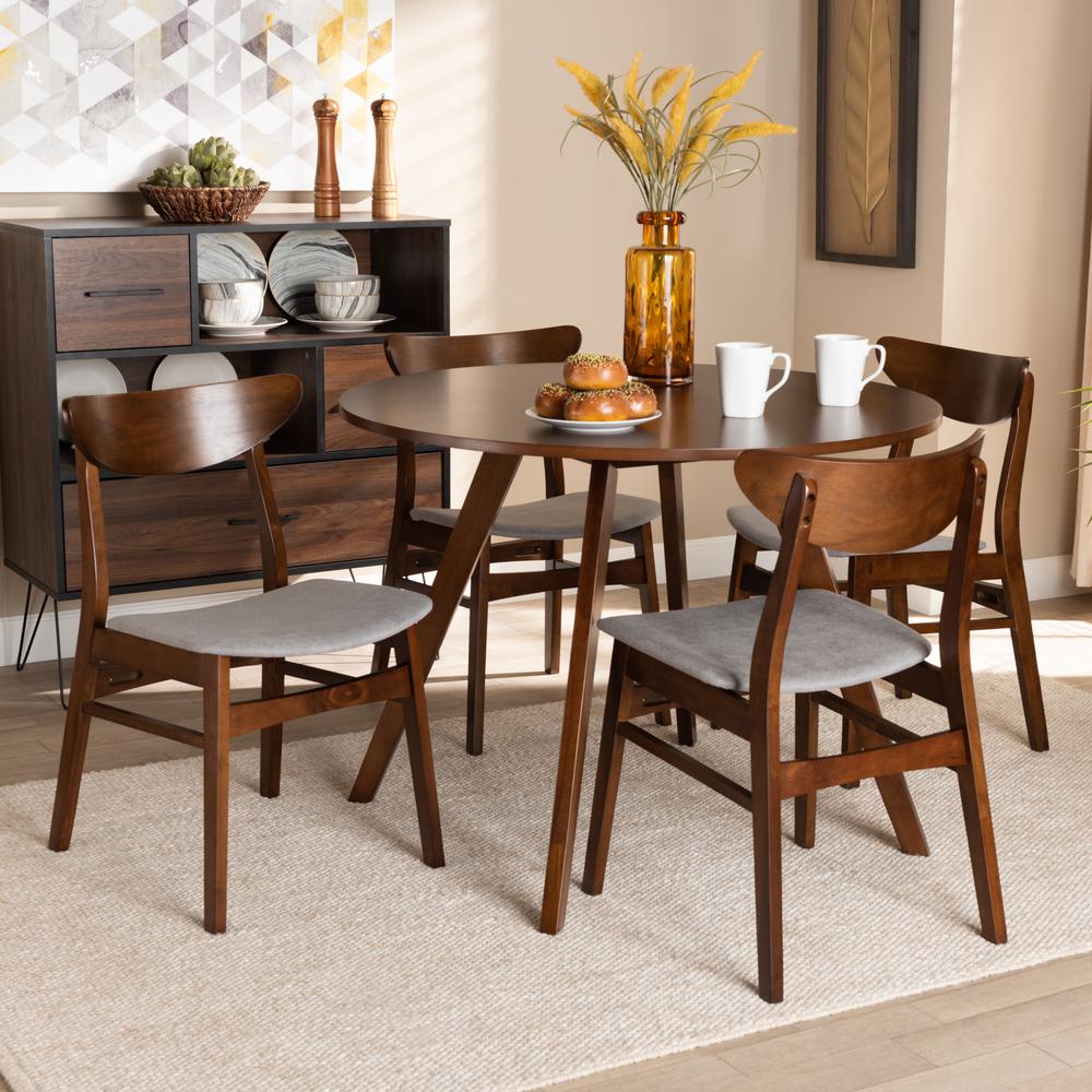 Walnut Brown Finished Wood 5-Piece Dining Set. Picture 14