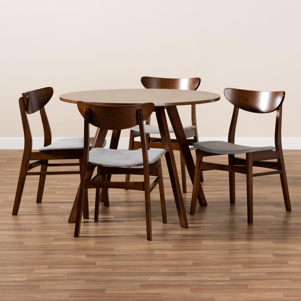 Walnut Brown Finished Wood 5-Piece Dining Set. Picture 15
