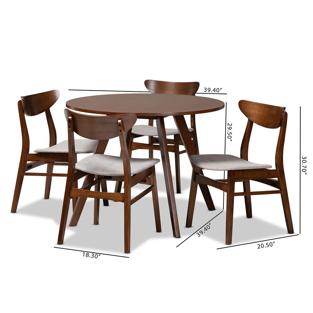 Walnut Brown Finished Wood 5-Piece Dining Set. Picture 16