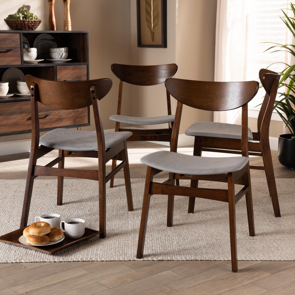 Walnut Brown Finished Wood 4-Piece Dining Chair Set. Picture 10