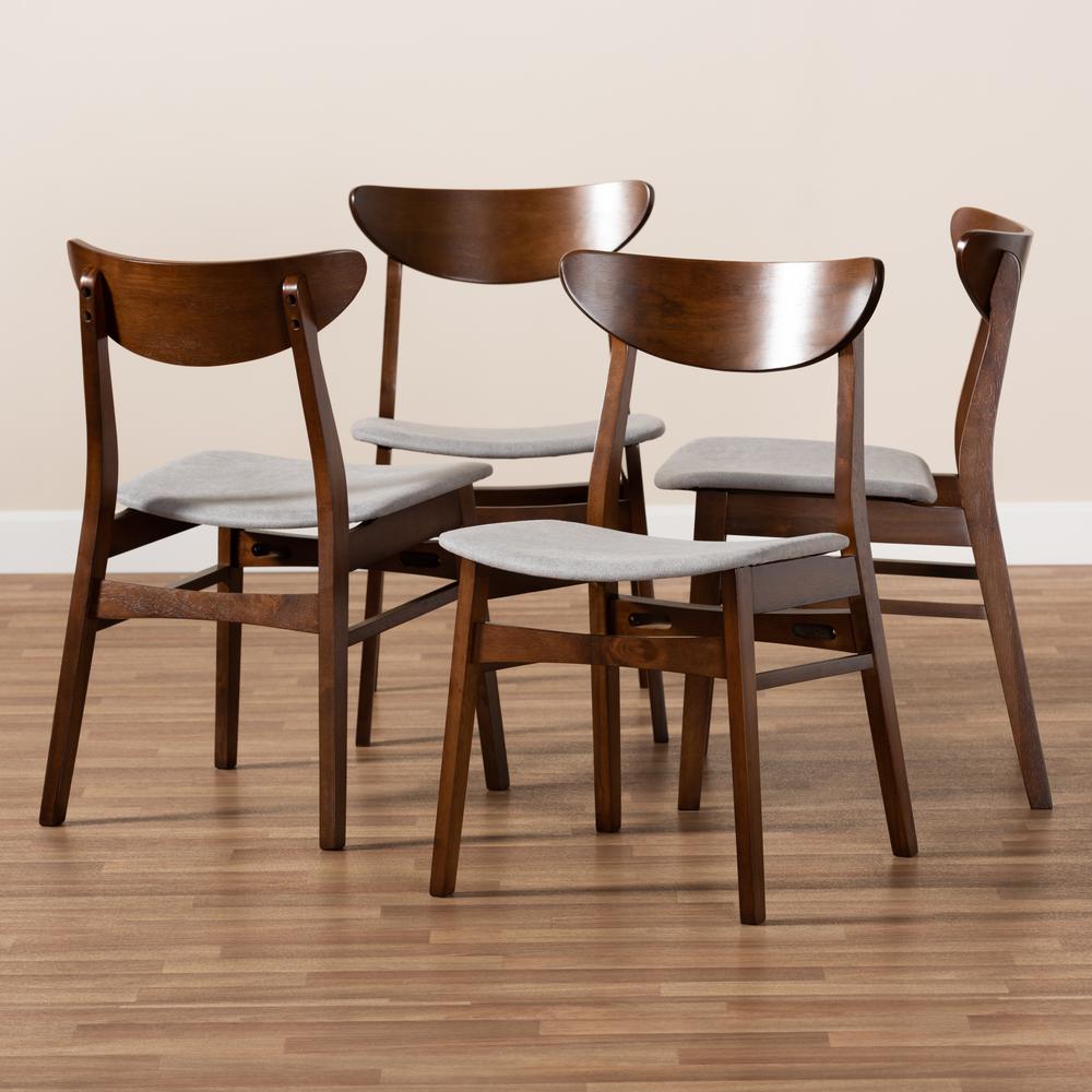 Walnut Brown Finished Wood 4-Piece Dining Chair Set. Picture 11