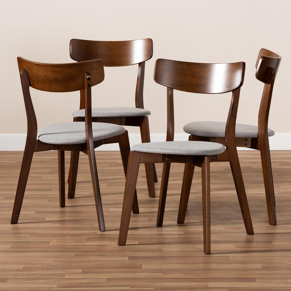 Walnut Brown Finished Wood 4-Piece Dining Chair Set. Picture 11