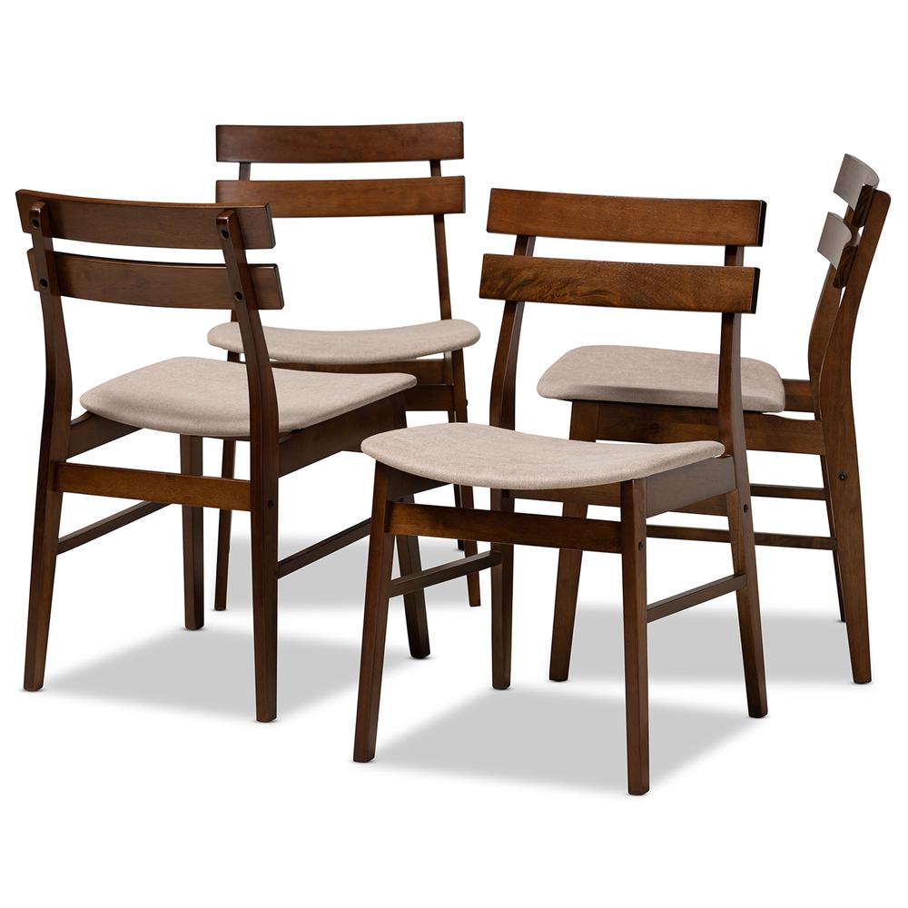 Walnut Brown Finished Wood 4-Piece Dining Chair Set. Picture 7