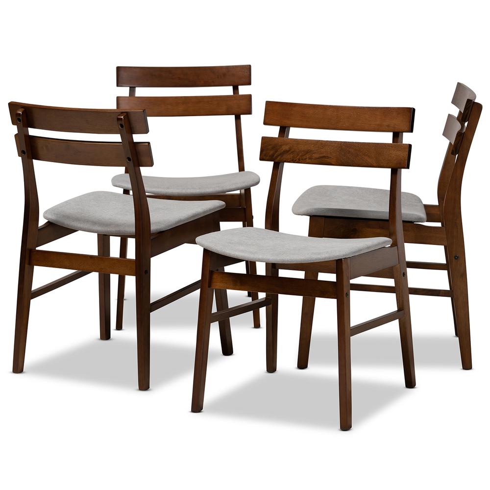 Walnut Brown Finished Wood 4-Piece Dining Chair Set. Picture 7