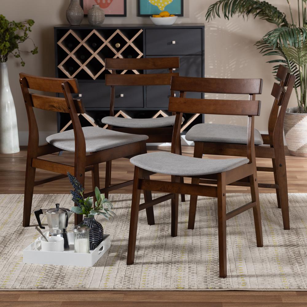 Walnut Brown Finished Wood 4-Piece Dining Chair Set. Picture 10