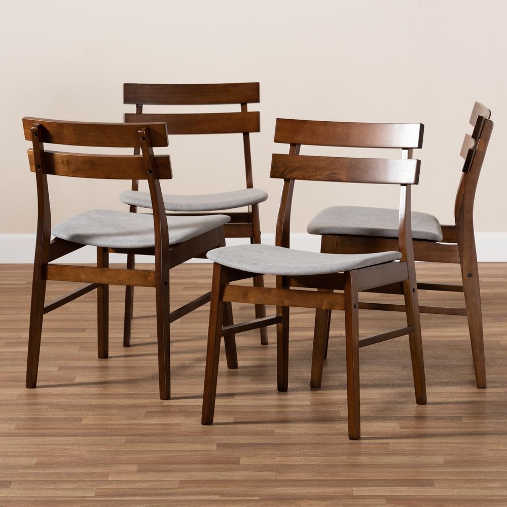 Walnut Brown Finished Wood 4-Piece Dining Chair Set. Picture 11