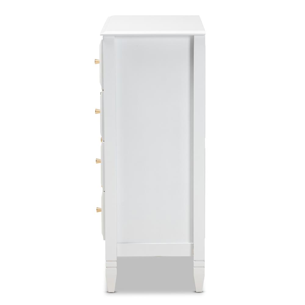 Naomi Classic and Transitional White Finished Wood 4-Drawer Bedroom Chest. Picture 13