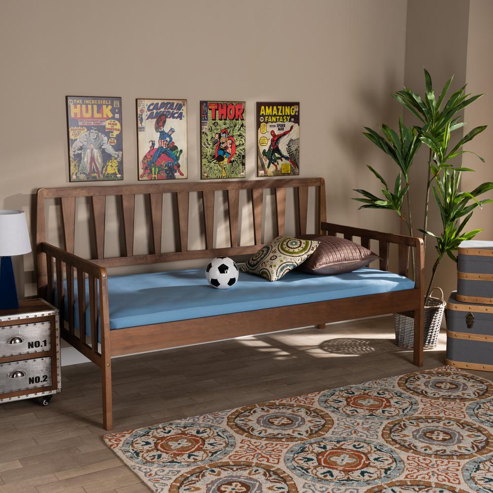 Transitional Walnut Brown Finished Wood Twin Size Daybed. Picture 12