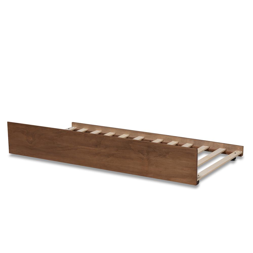 Transitional Walnut Brown Finished Wood Twin Size Trundle Bed. Picture 9