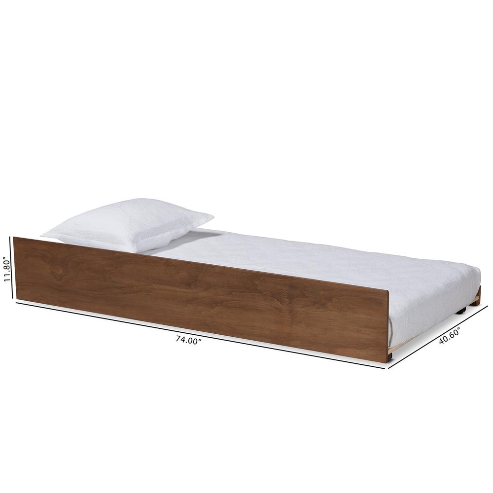 Transitional Walnut Brown Finished Wood Twin Size Trundle Bed. Picture 12