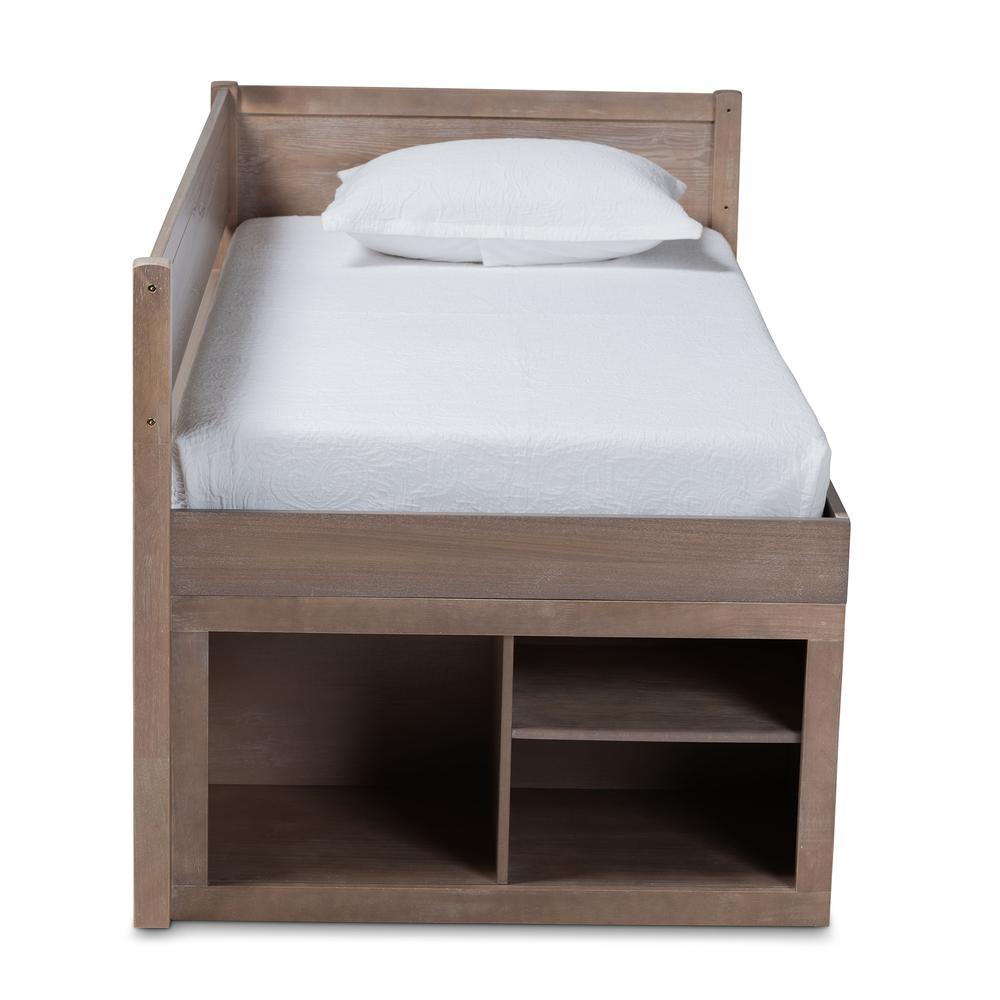 Antique Oak Finished Wood 4-Drawer Twin Size Storage Bed. Picture 14