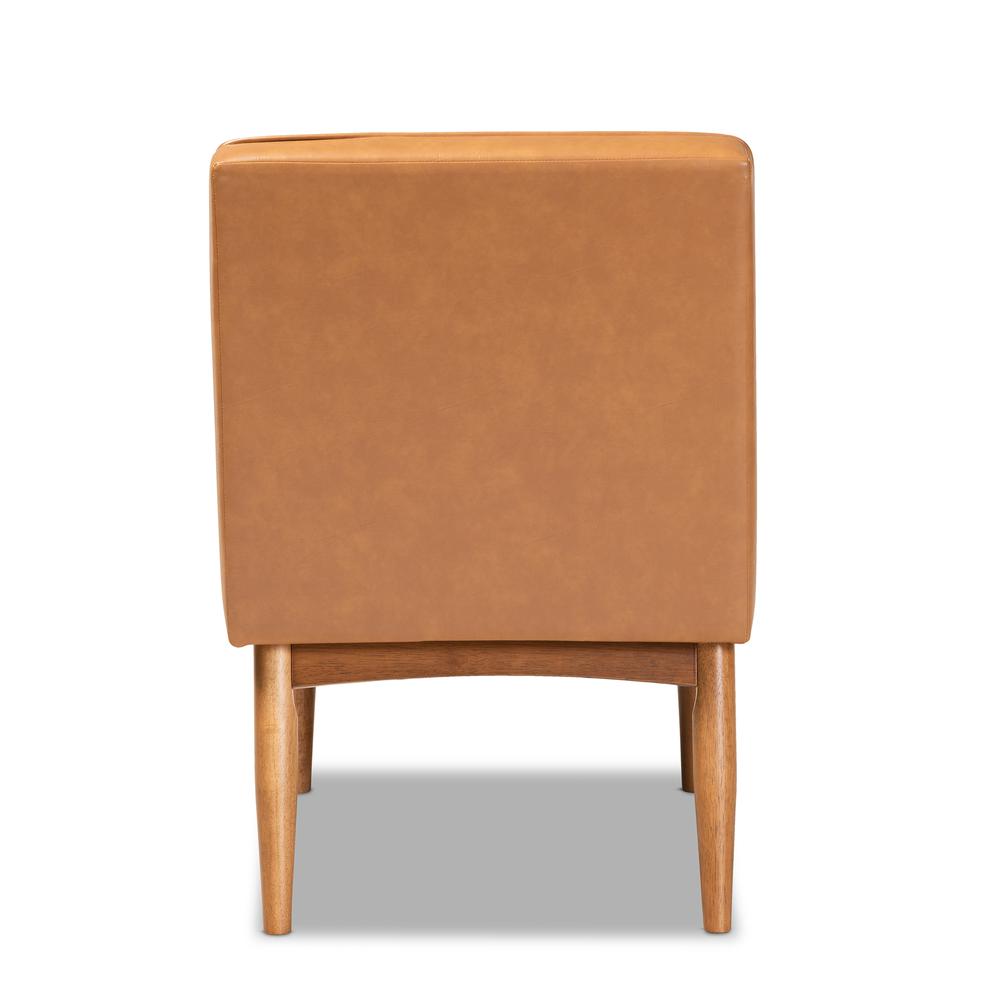 Leather Upholstered and Walnut Brown Finished Wood Dining Chair. Picture 13