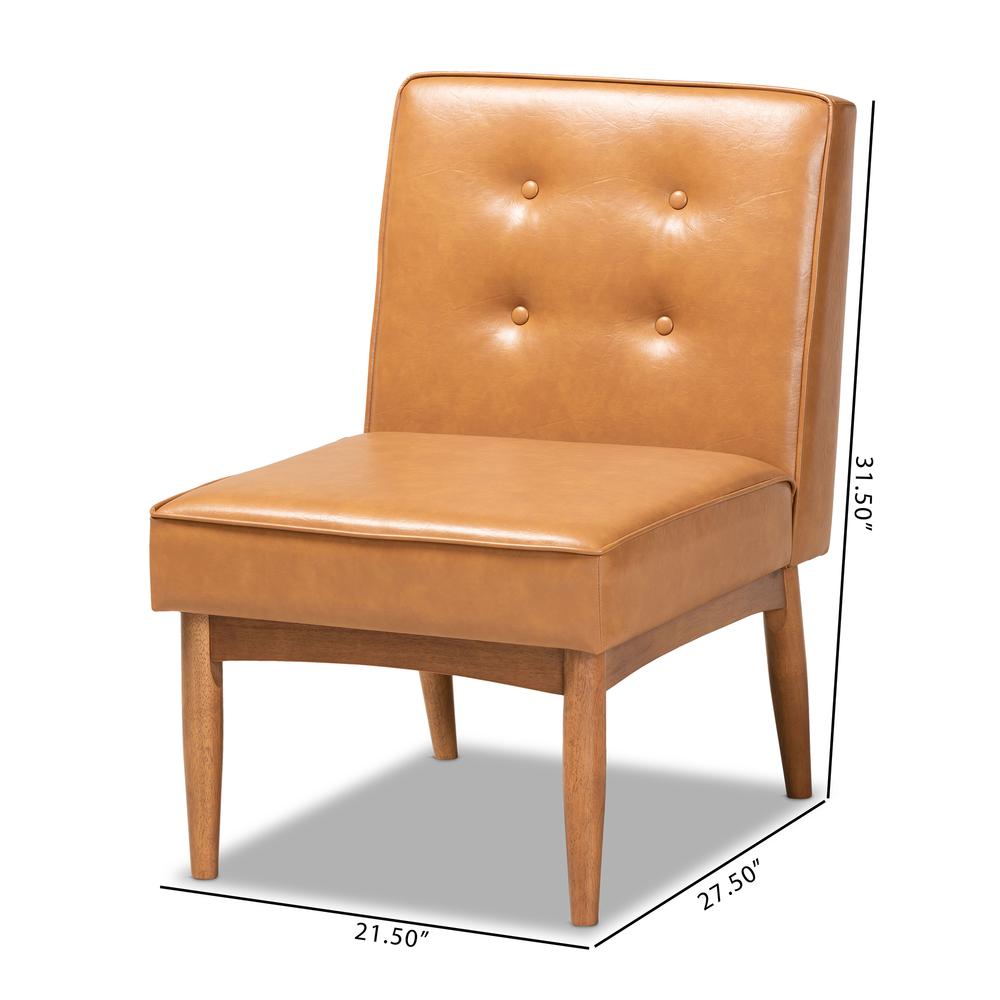 Leather Upholstered and Walnut Brown Finished Wood Dining Chair. Picture 18