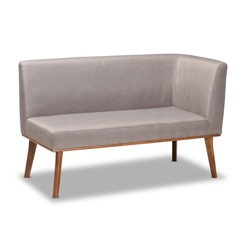 Grey Fabric Upholstered and Walnut Brown Finished Wood 3-Piece Dining Nook Set. Picture 12