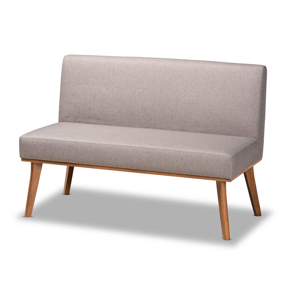 Grey Fabric Upholstered and Walnut Brown Finished Wood 3-Piece Dining Nook Set. Picture 13