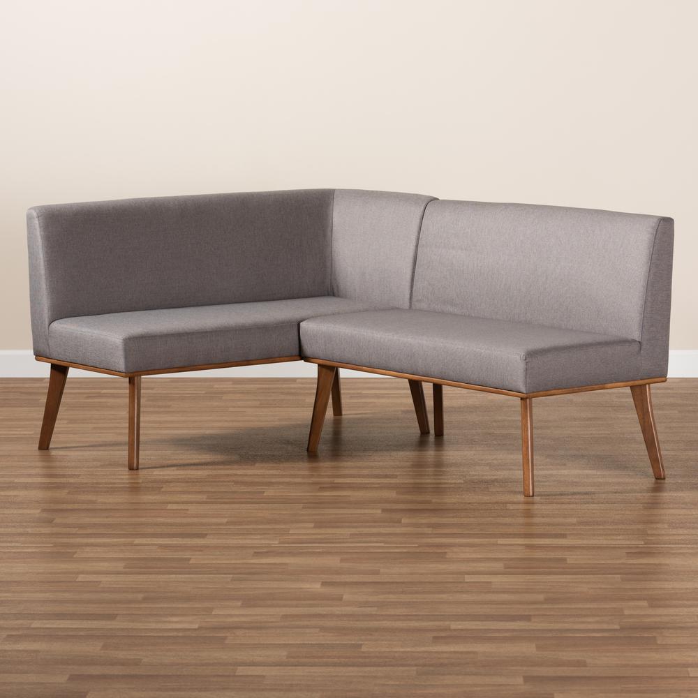 Walnut Brown Finished 2-Piece Wood Dining Nook Banquette Set. Picture 15