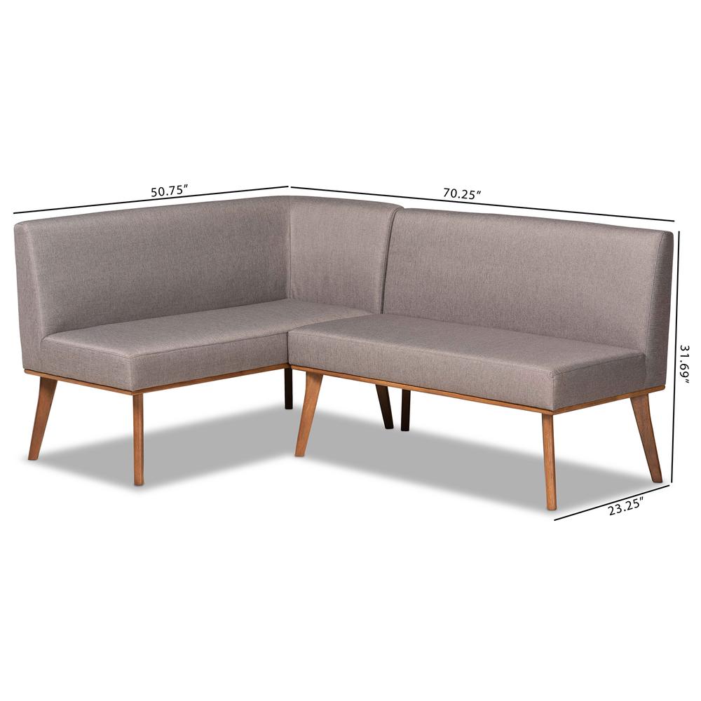 Walnut Brown Finished 2-Piece Wood Dining Nook Banquette Set. Picture 16