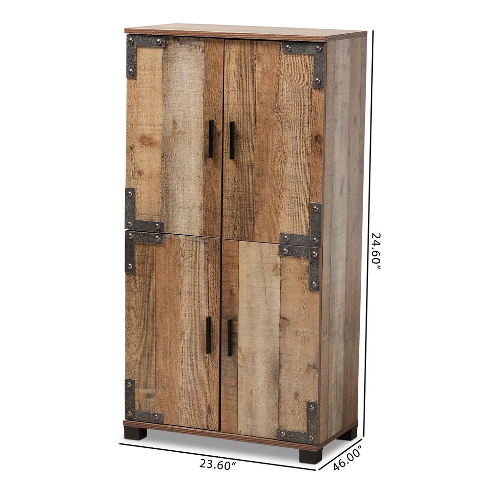 Farmhouse Rustic Finished Wood 4-Door Shoe Cabinet. Picture 20