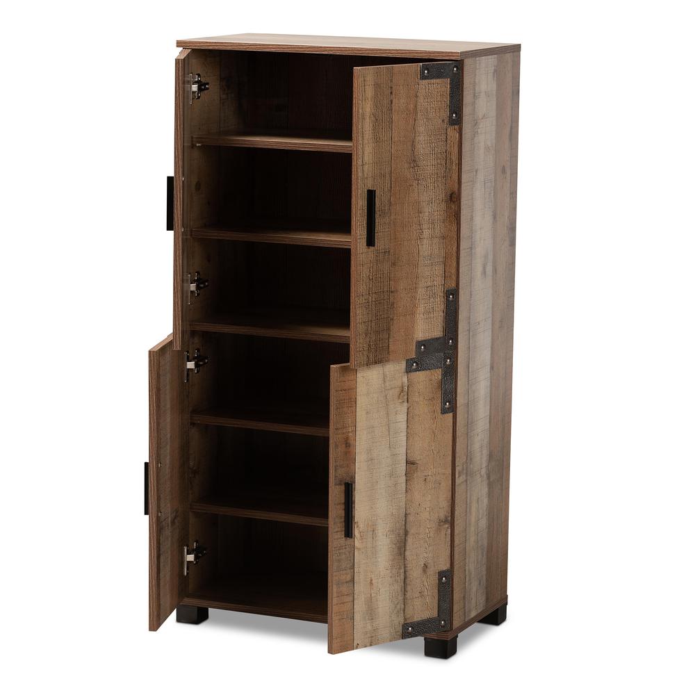 Farmhouse Rustic Finished Wood 4-Door Shoe Cabinet. Picture 12