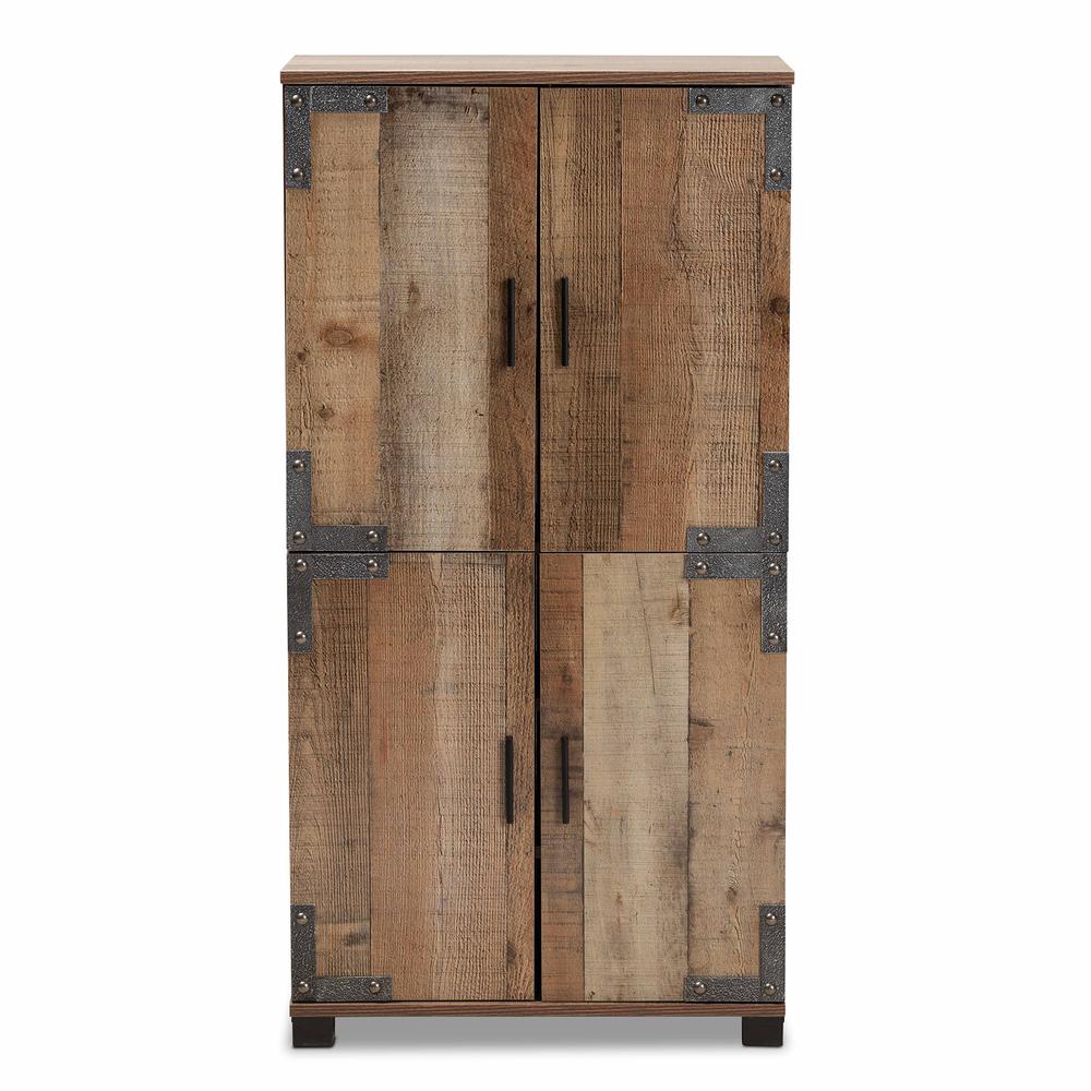 Farmhouse Rustic Finished Wood 4-Door Shoe Cabinet. Picture 13