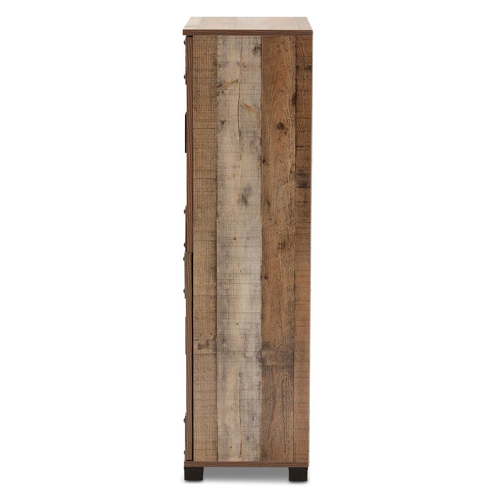 Farmhouse Rustic Finished Wood 4-Door Shoe Cabinet. Picture 14