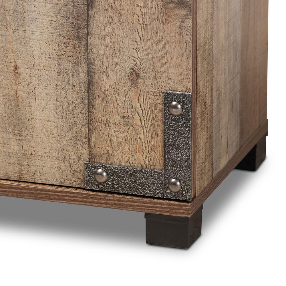Farmhouse Rustic Finished Wood 4-Door Shoe Cabinet. Picture 16