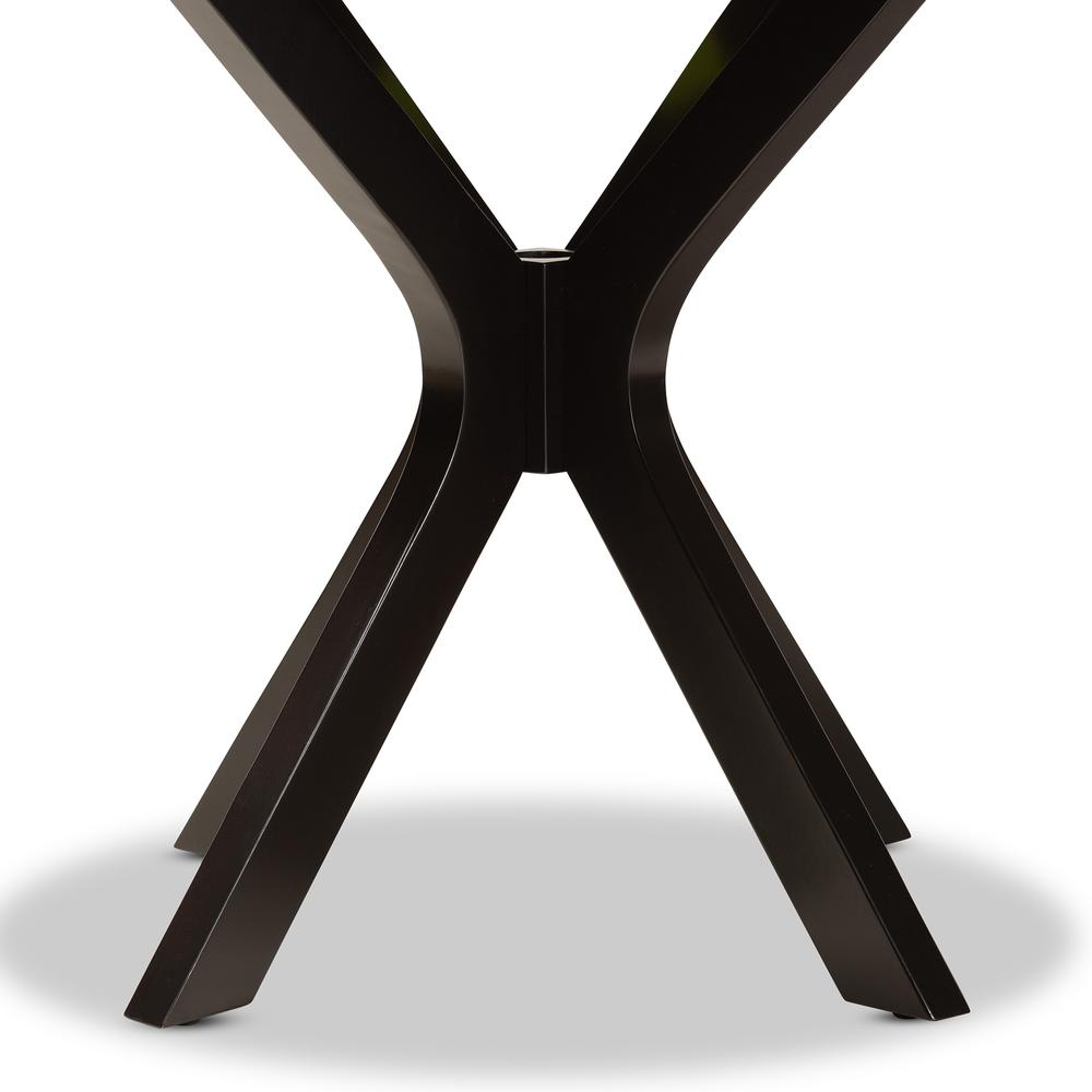 Dark Brown Finished 34-Inch-Wide Round Wood Dining Table. Picture 11