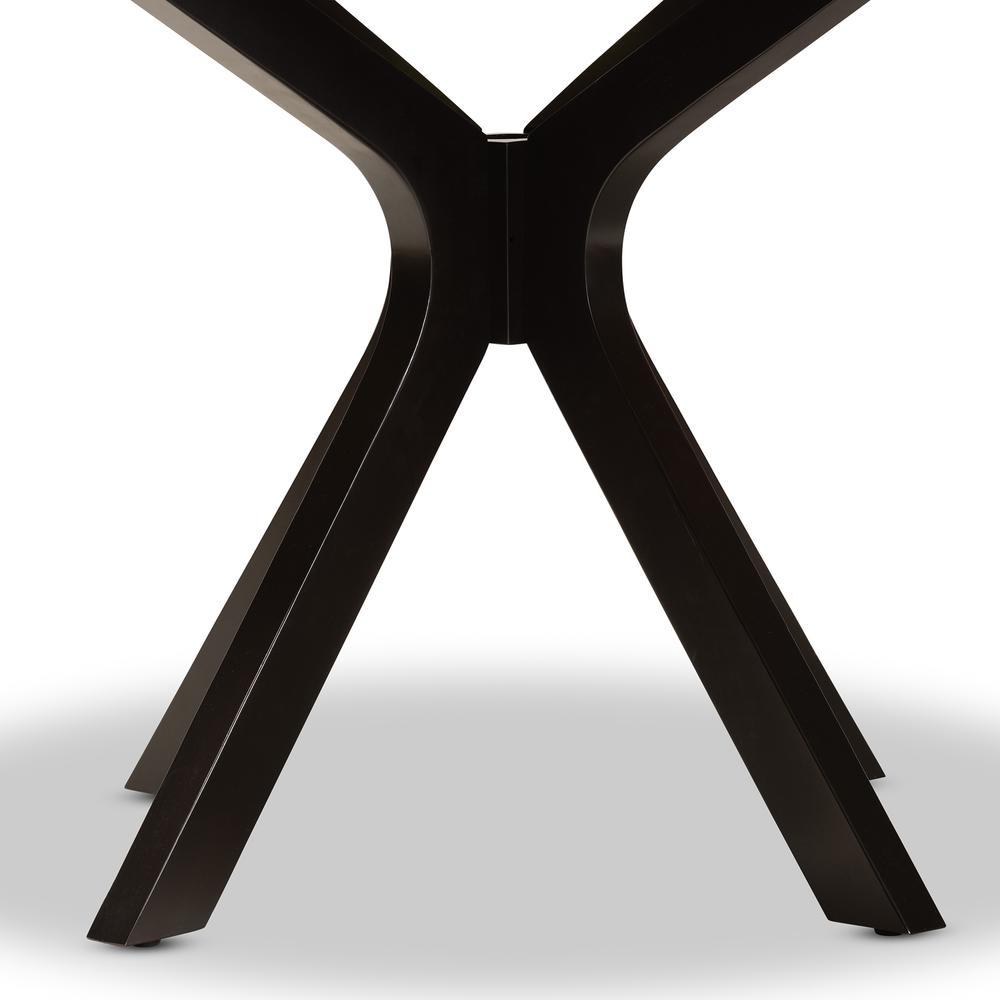 Dark Brown Finished 45-Inch-Wide Round Wood Dining Table. Picture 11