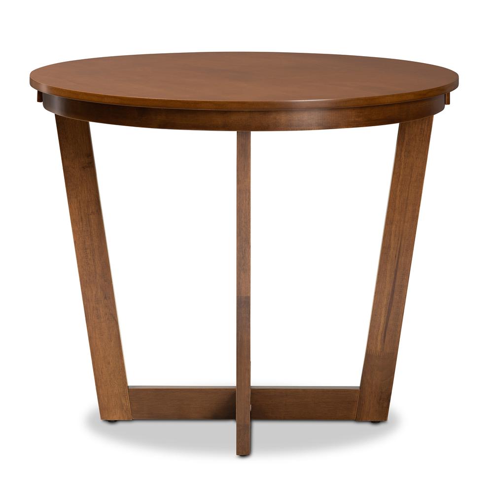 Walnut Brown Finished 35-Inch-Wide Round Wood Dining Table. Picture 9