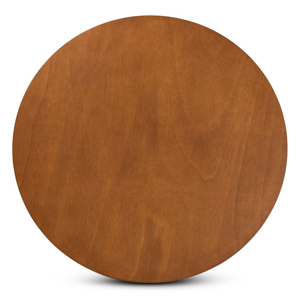 Walnut Brown Finished 35-Inch-Wide Round Wood Dining Table. Picture 10