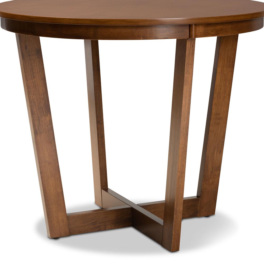 Walnut Brown Finished 35-Inch-Wide Round Wood Dining Table. Picture 11