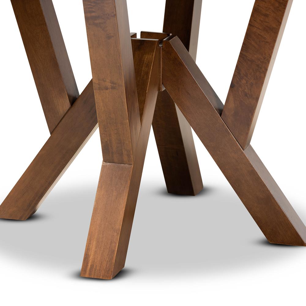Walnut Brown Finished 35-Inch-Wide Round Wood Dining Table. Picture 11