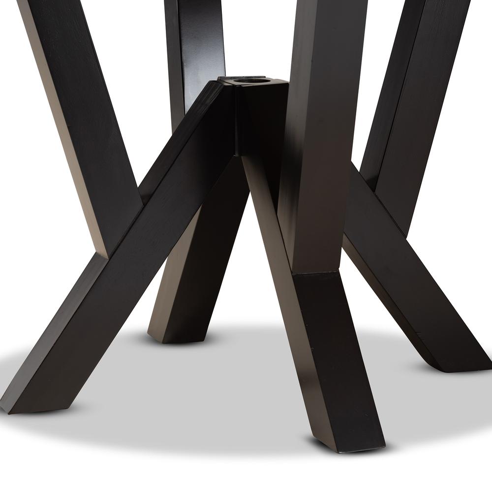Dark Brown Finished 35-Inch-Wide Round Wood Dining Table. Picture 11