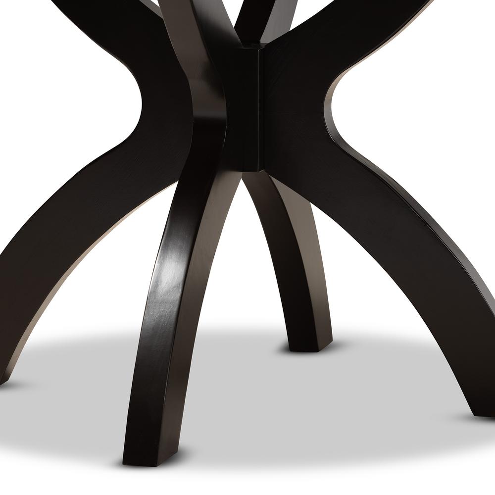 Dark Brown Finished 35-Inch-Wide Round Wood Dining Table. Picture 11