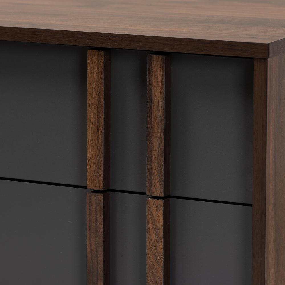 Two-Tone Grey and Walnut Finished Wood 6-Drawer Bedroom Dresser. Picture 14