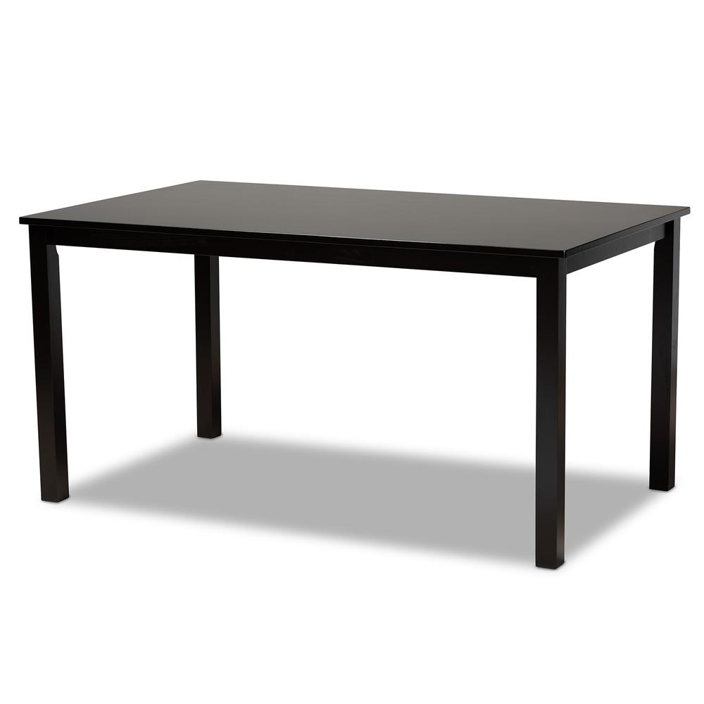 Sand Fabric Upholstered and Dark Brown Finished Wood 7-Piece Dining Set. Picture 11