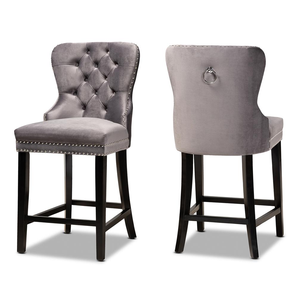 Dark Brown Finished Wood 2-Piece Counter Stool Set. Picture 10