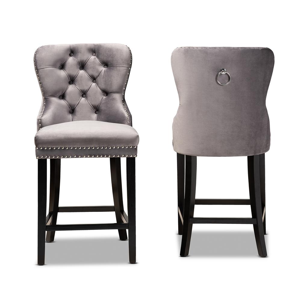 Dark Brown Finished Wood 2-Piece Counter Stool Set. Picture 11